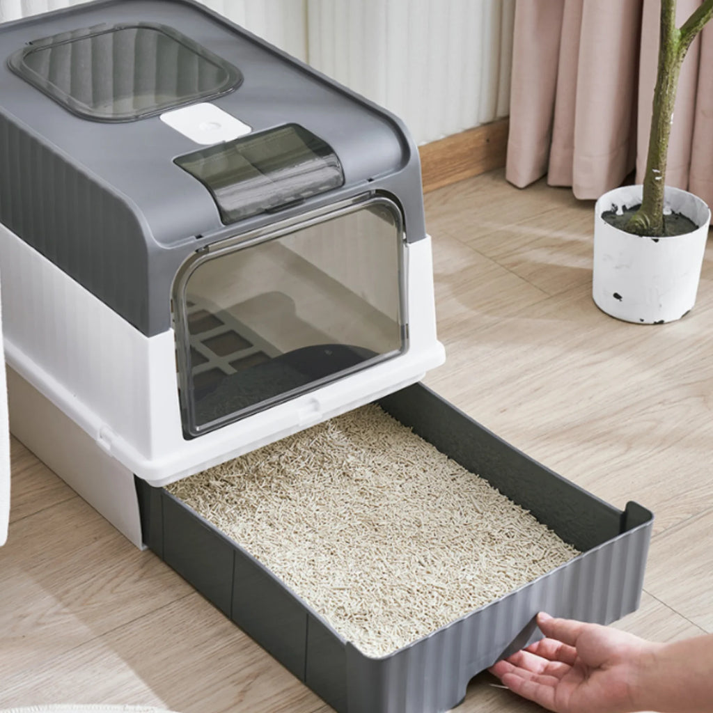 arenero autolimpiable para gatos, con luz UV para desinfección