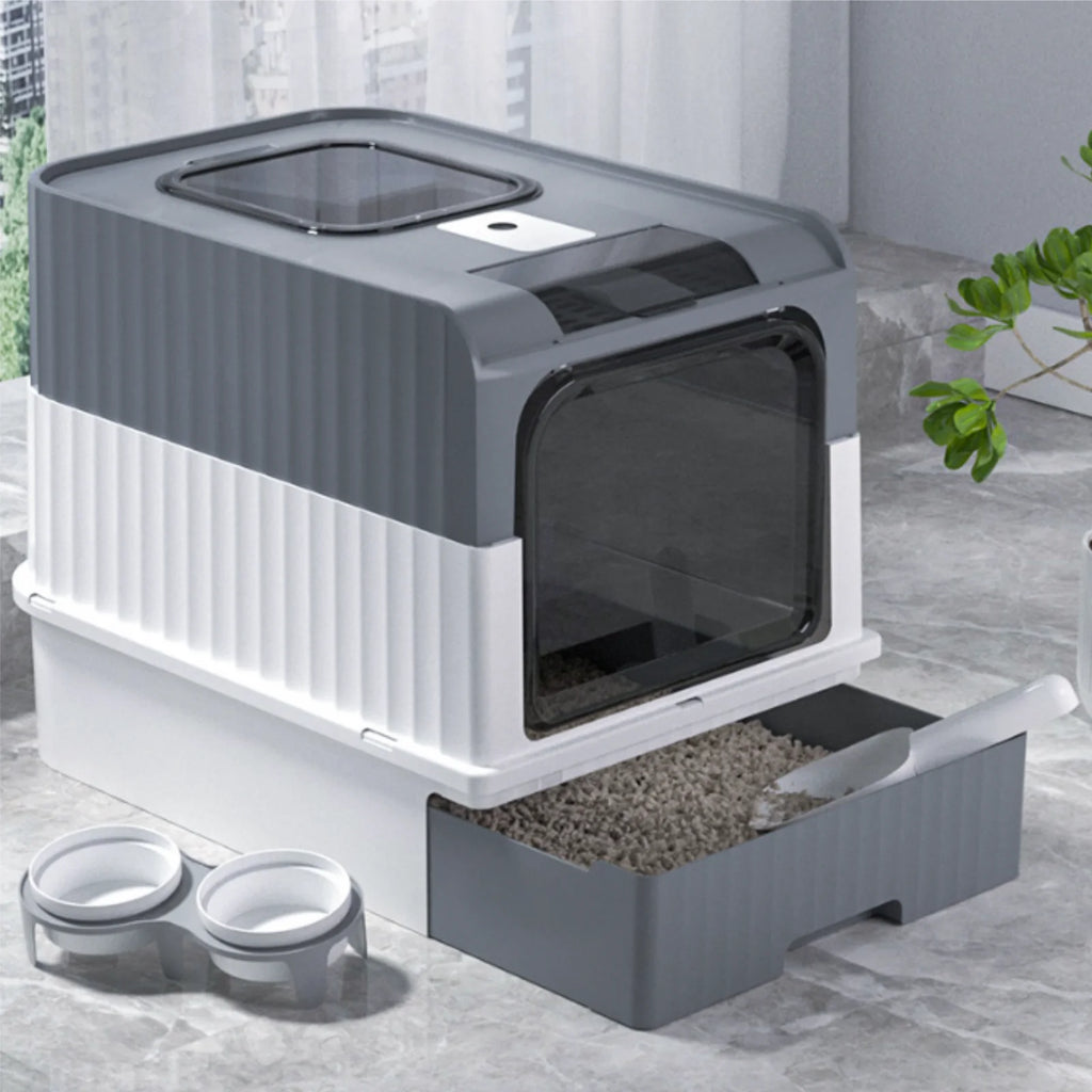 arenero autolimpiable para gatos, con luz UV para desinfección