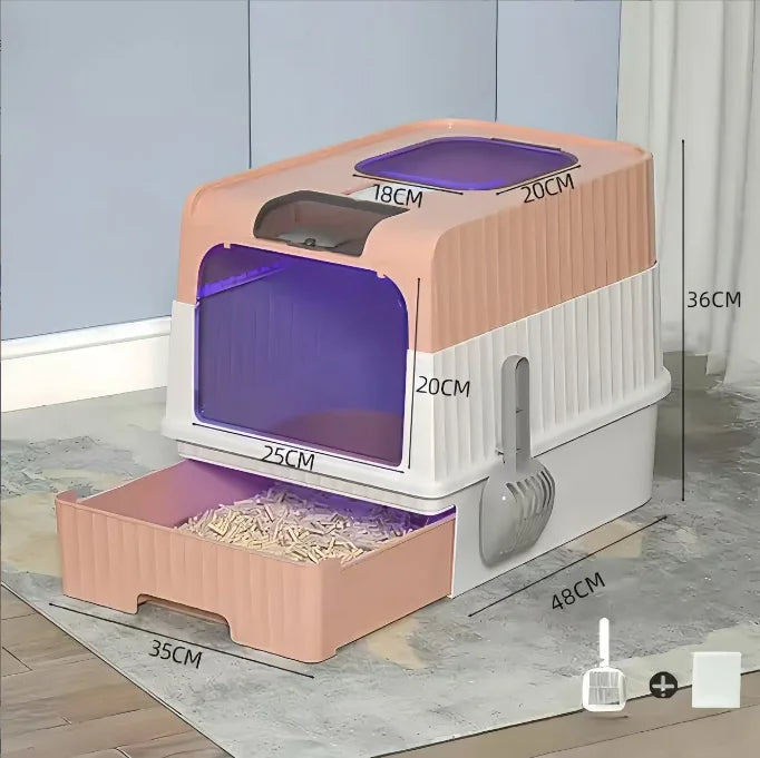 arenero autolimpiable para gatos, con luz UV para desinfección