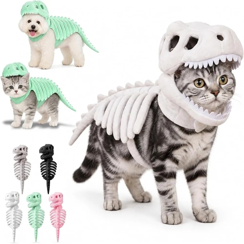 DinoGlow™ – Disfraz Esqueleto para Gatos