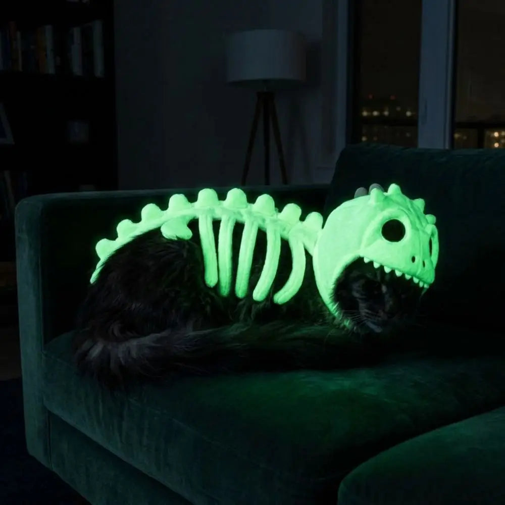 DinoGlow™ – Disfraz Esqueleto para Gatos