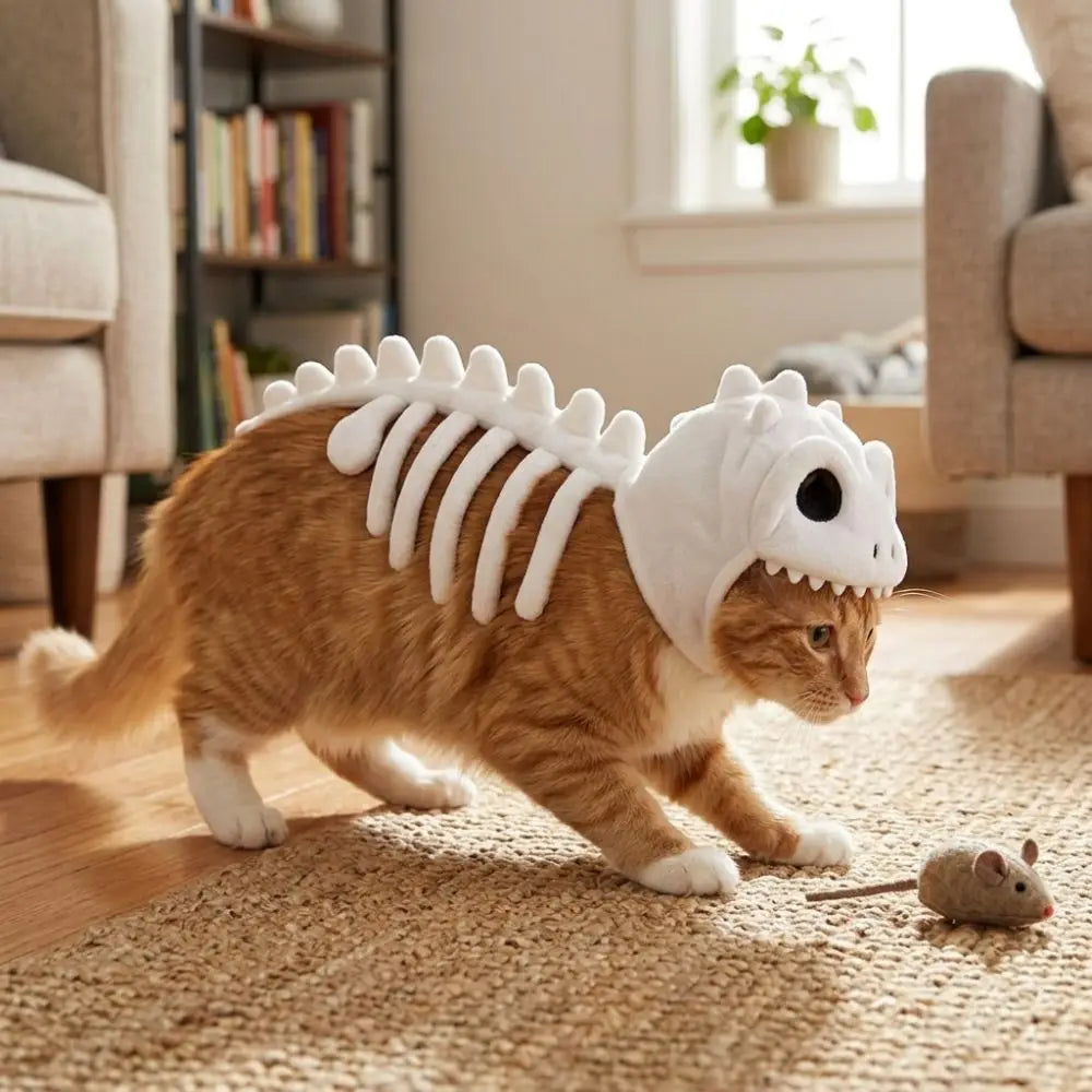DinoGlow™ – Disfraz Esqueleto para Gatos