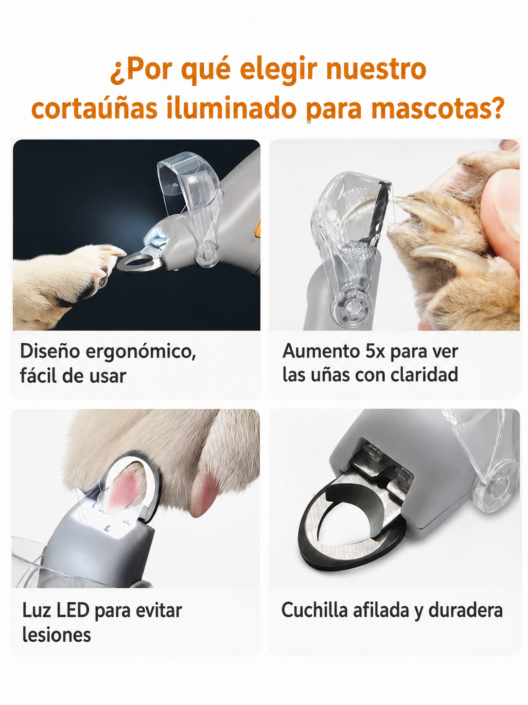 Cortaúñas LED 5X para Mascotas